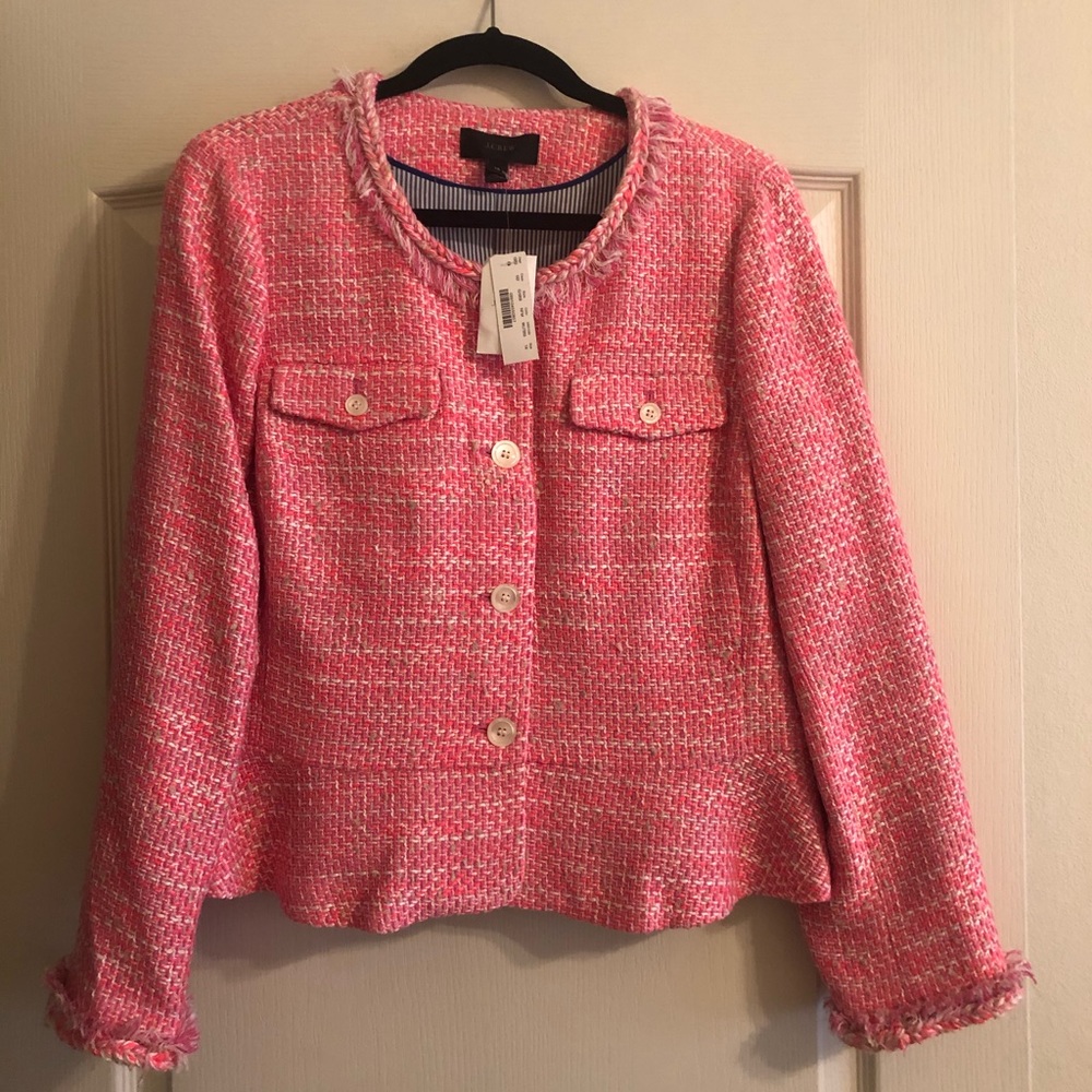 🎉HOST PICK🎉J. Crew Peplum Lady Jacket Neon Tweed - Picture 4 of 6